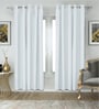 White Polyester Solid 9ft Blackout Eyelet Door Curtain (2 Pc)