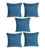 Aqua Solid Jute 16 x 16 Inches Cushion Covers (Set of 5)