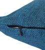 Aqua Solid Jute 18 x 18 Inches Cushion Covers (Set of 2)