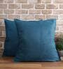 Aqua Solid Jute 24 x 24 Inches Cushion Covers (Set of 2)