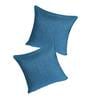 Aqua Solid Jute 24 x 24 Inches Cushion Covers (Set of 2)