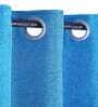 Blue Jute Solid 5 Ft Light Filtering Eyelet 2 Piece Window Curtain