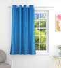 Blue Jute Solid 5 Ft Light Filtering Eyelet 2 Piece Window Curtain