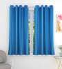 Blue Jute Solid 5 Ft Light Filtering Eyelet 2 Piece Window Curtain