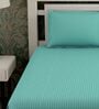 Aqua Stripes 280 TC Cotton King Sized Bed Sheets with 2 Pillow Covers