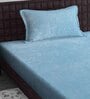 Aqua Solid 300 TC Yarn Single Fitted Bedsheet With 1 Pillow Cover