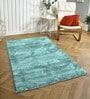 Aqua Solid Microfiber 6 X 7 Feet Tufted Carpet