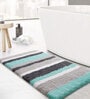 Aqua and Grey Stripe Microfibre 30x18 Inches AntiSkid Bath Mat