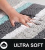Aqua and Grey Stripe Microfibre 30x18 Inches AntiSkid Bath Mat