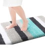 Aqua and Grey Stripe Microfibre 30x18 Inches AntiSkid Bath Mat