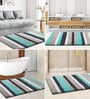 Aqua and Grey Stripe Microfibre 30x18 Inches AntiSkid Bath Mat