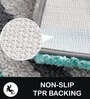 Aqua and Grey Stripe Microfibre 30x18 Inches AntiSkid Bath Mat