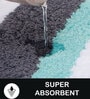 Aqua and Grey Stripe Microfibre 30x18 Inches AntiSkid Bath Mat