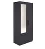 Aqua Two Door Wardrobe with Mirror in Slate Grey Finish