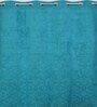 Aqua Floral Velvet 9 Ft Blackout Eyelet Door Curtains (Set of 2)