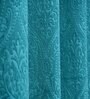 Aqua Floral Velvet 9 Ft Blackout Eyelet Door Curtains (Set of 2)