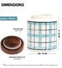 Aqua White Checkered Jar with Wooden Lid
