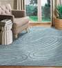 Blue Abstract Blended Wool 8 ft x 10 ft Hand Tufted Carpet