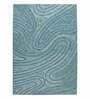 Blue Abstract Blended Wool 8 ft x 10 ft Hand Tufted Carpet