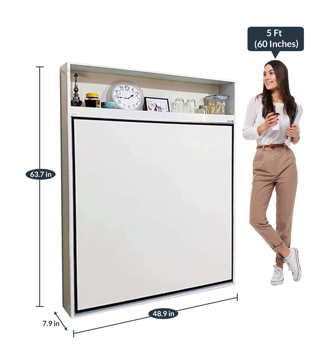 Buy Ara Wall Mounted 4 Seater Dining Table In Glossy white Colour by