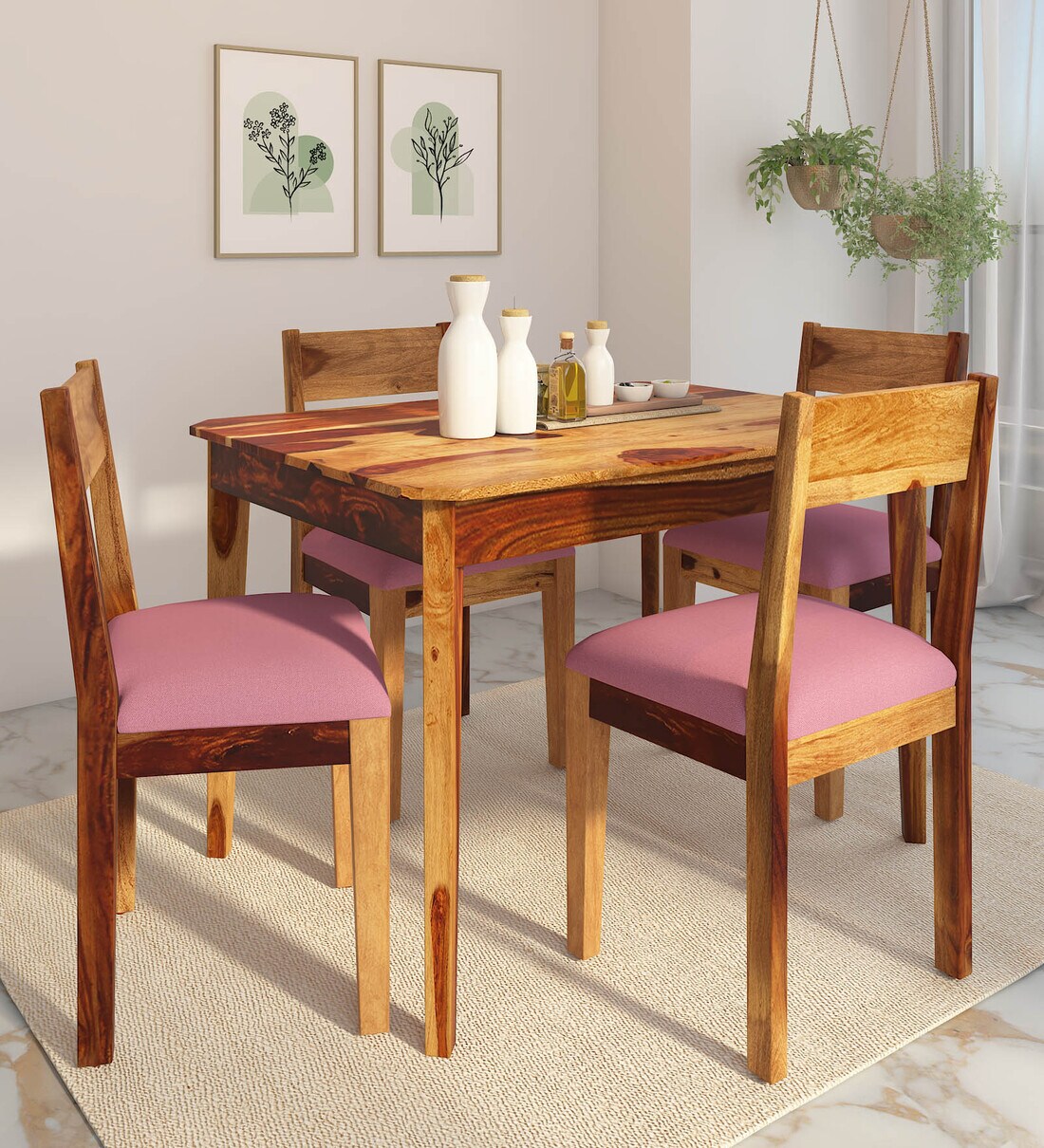 Buy Arabel Sheesham Wood Seater Dining Set In Rustic Teak At Off