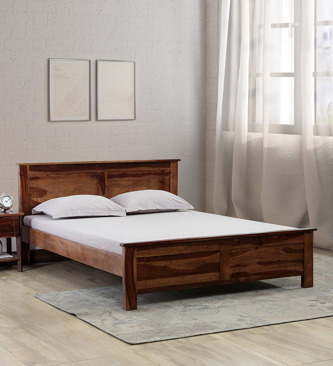 Buy Arabel Sheesham Wood Queen Size Bed In Rustic Teak Finish at 11% ...