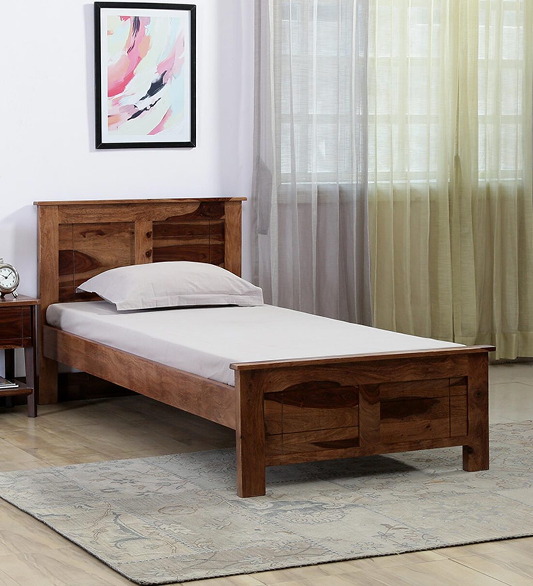 Buy Arabel Solid Wood Single Bed In Rustic Teak Finish By Woodsworth