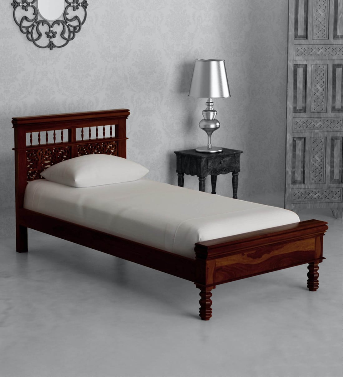 Buy Aramika Solid Wood Single Bed In Honey Oak Finish By Mudramark