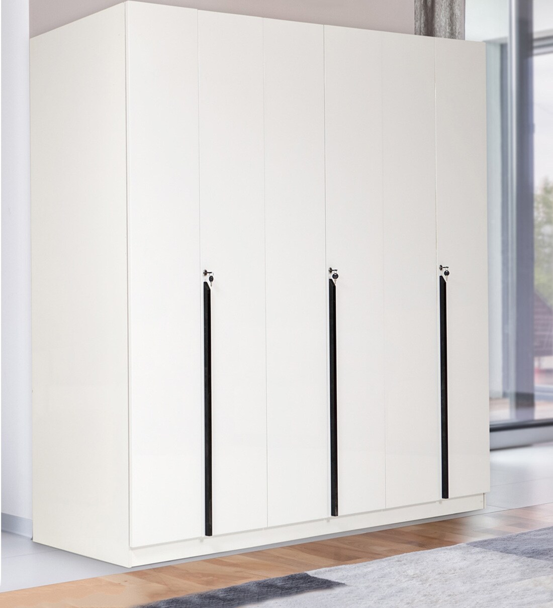 Buy Archer 6 Door Wardrobe in White Finish by Evok Online 4+ Door