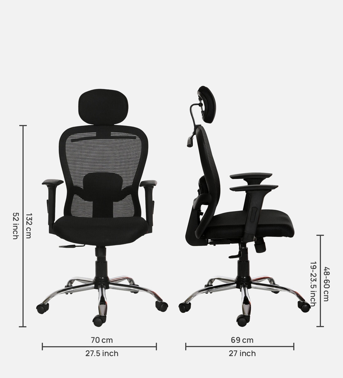 Buy Aries Breathable Mesh Ergonomic Chair in Black Colour with