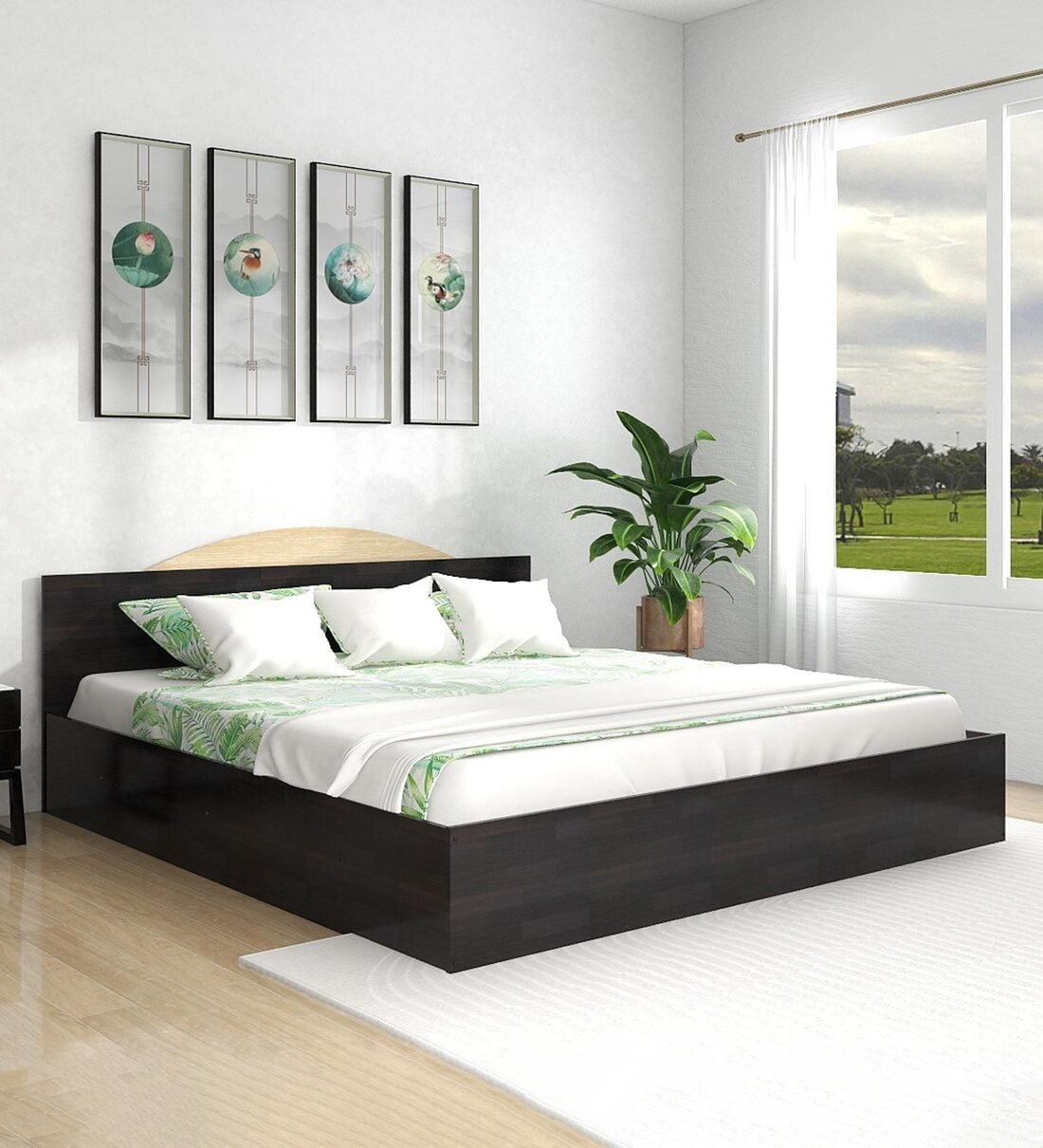 Buy Arisa Queen Size Bed with Box Storage Bed in Wenge Finish at 22