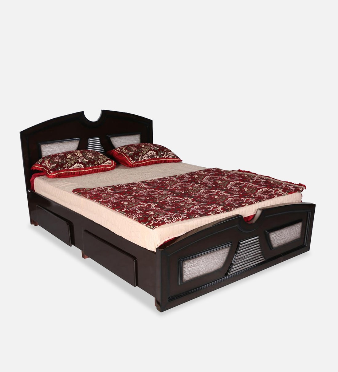 Buy Arley King Size Bed with Storage in Dark Brown Colour by Fine Group