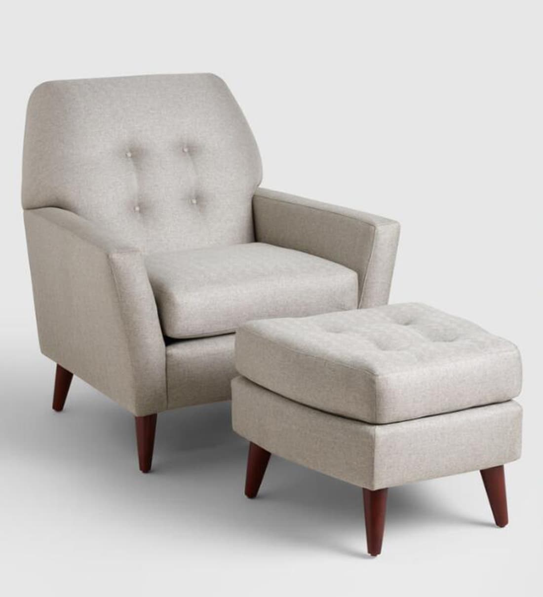 Buy Arlo Tufted Chair Ottoman Set In Vapor Grey Colour By Twigs Direct Online 1 Seater Sofas Sofas Furniture Pepperfry Product