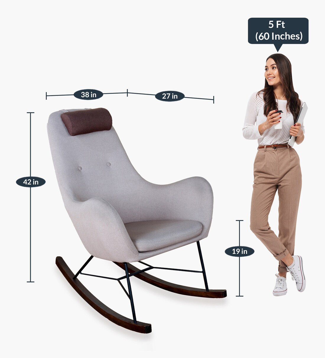 Buy Arnold Rocking Chair in GreyColour by Home Centre Online