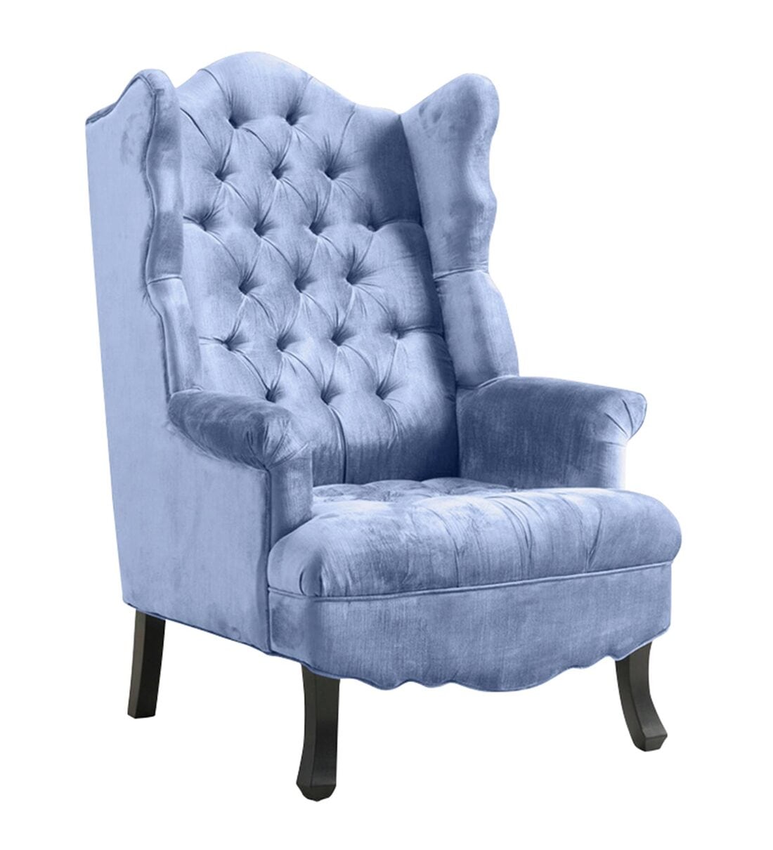 Buy Arnova Fabric Wing Chair In Dark Blue Colour Online Wing Chairs Wing Chairs Furniture