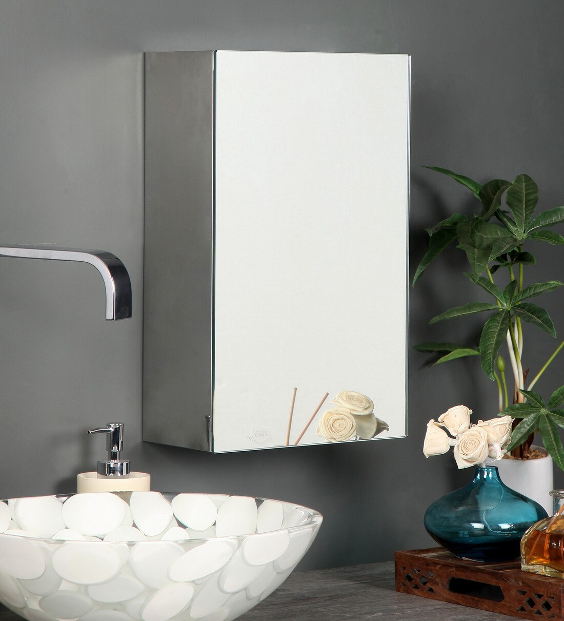 Buy Stainless Steel Silver 2 Compartment Bathroom With Mirror