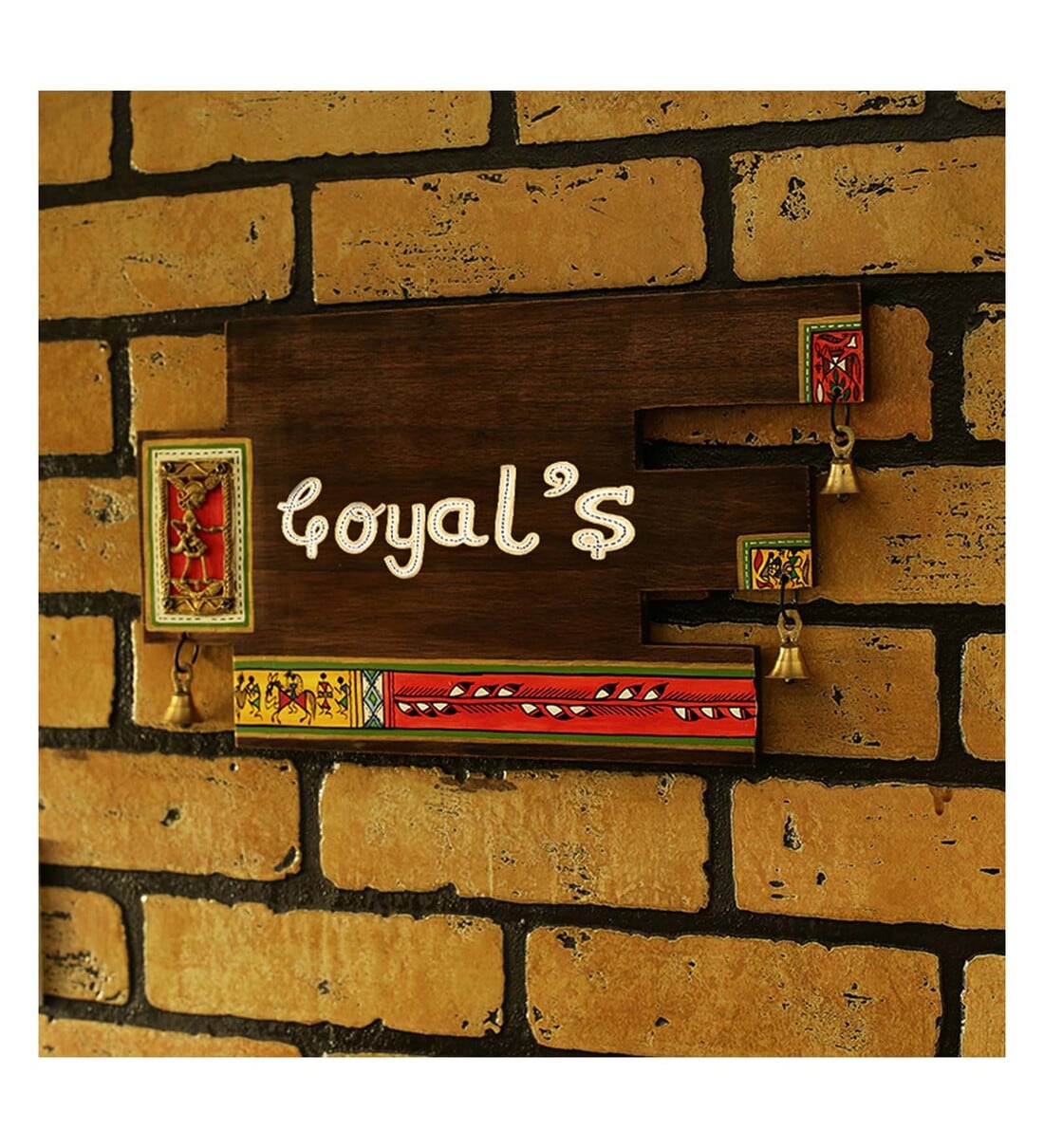 Buy Art In A Name Warli & Dhokra Customizable Sheesham Wood Name Plate