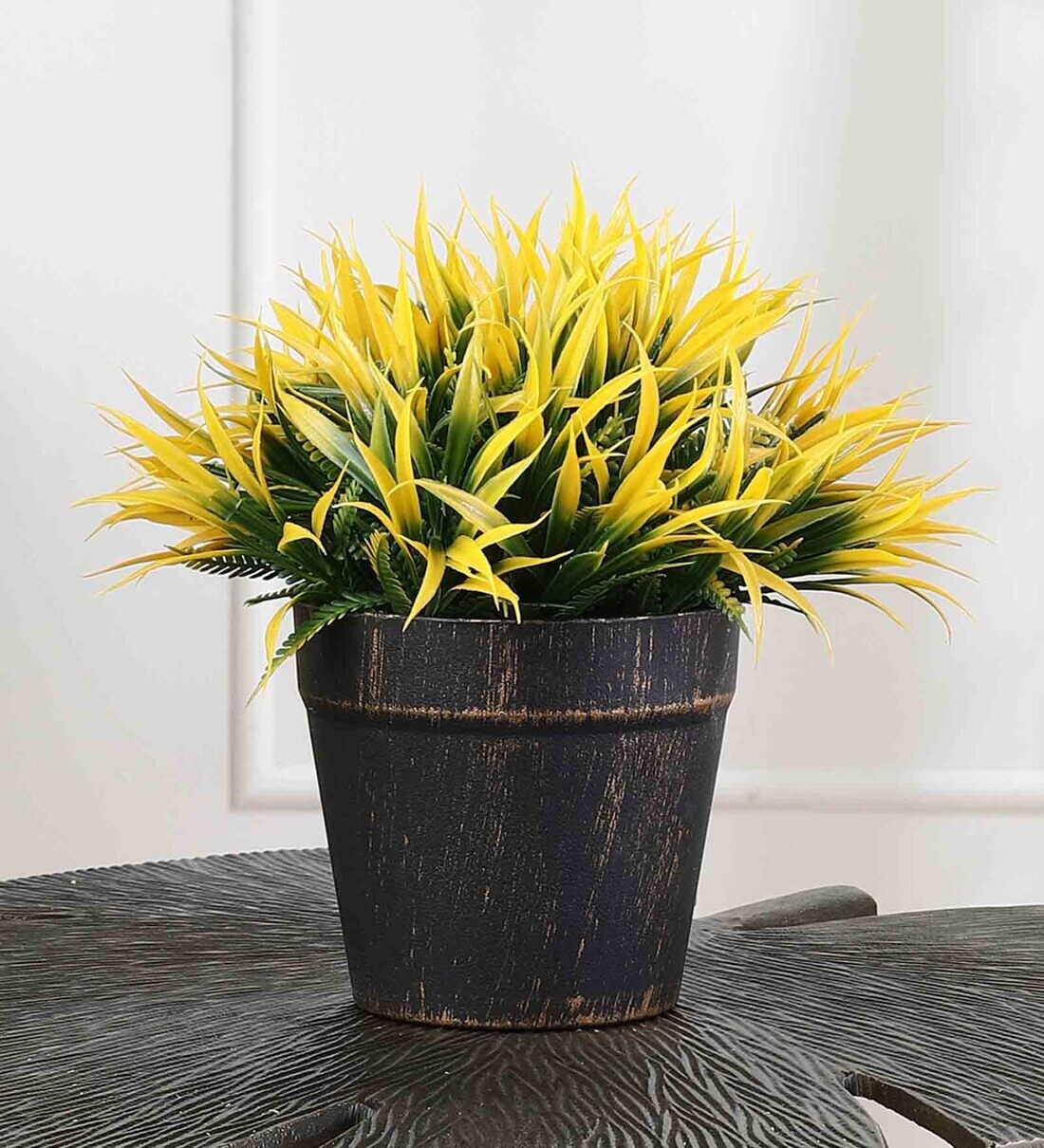 Buy Plastic Artificial Wild Yellow With Pot Artificial Plants at 11