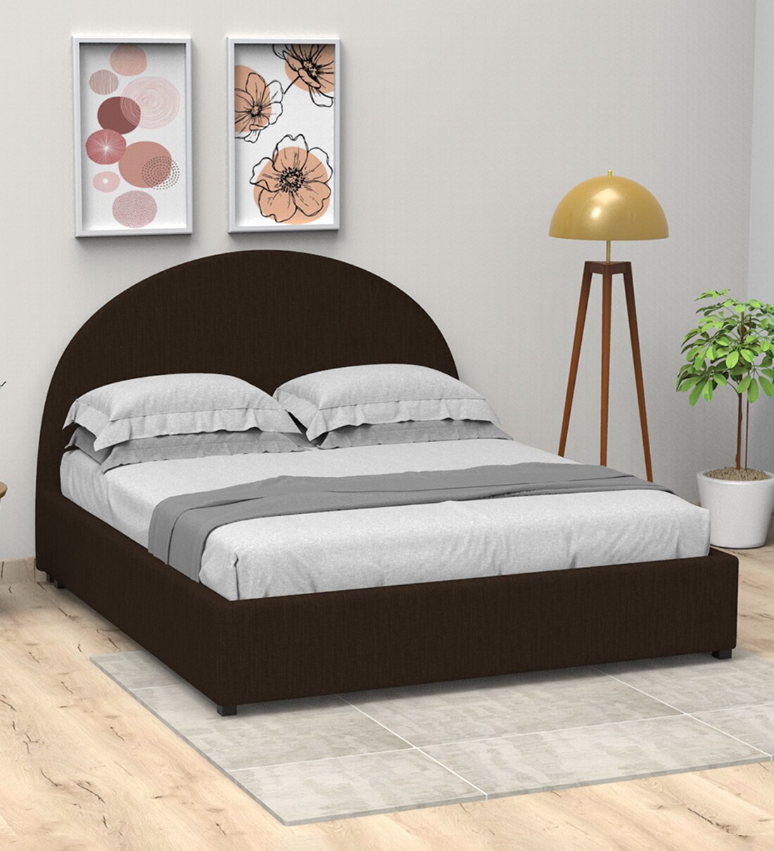 Buy Arya Fabric King Size Bed in Chocolate Brown Colour at 56 OFF by