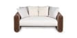 Arcade Leatherette 2 Seater Sofa with Solid Wood Fluting and Fabric Seat