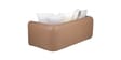 Arcade Leatherette 2 Seater Sofa with Solid Wood Fluting and Fabric Seat