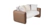 Arcade Leatherette 2 Seater Sofa with Solid Wood Fluting and Fabric Seat