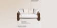 Arcade Leatherette 2 Seater Sofa with Solid Wood Fluting and Fabric Seat
