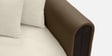 Arcade Leatherette 2 Seater Sofa with Solid Wood Fluting and Fabric Seat in Beige Colour Arcade Leatherette 2 Seater Sofa with Solid Wood Fluting and Fabric Seat in Beige Colour
