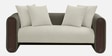 Arcade Leatherette 2 Seater Sofa with Solid Wood Fluting and Fabric Seat in Grey Colour Arcade Leatherette 2 Seater Sofa with Solid Wood Fluting and Fabric Seat in Grey Colour