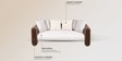 Arcade Leatherette 3 Seater Sofa with Solid Wood Fluting and Fabric Seat