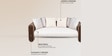 Arcade Leatherette 3 Seater Sofa with Solid Wood Fluting and Fabric Seat
