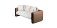 Arcade Leatherette 3 Seater Sofa with Solid Wood Fluting and Fabric Seat