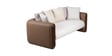 Arcade Leatherette 3 Seater Sofa with Solid Wood Fluting and Fabric Seat