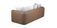 Arcade Leatherette 3 Seater Sofa with Solid Wood Fluting and Fabric Seat